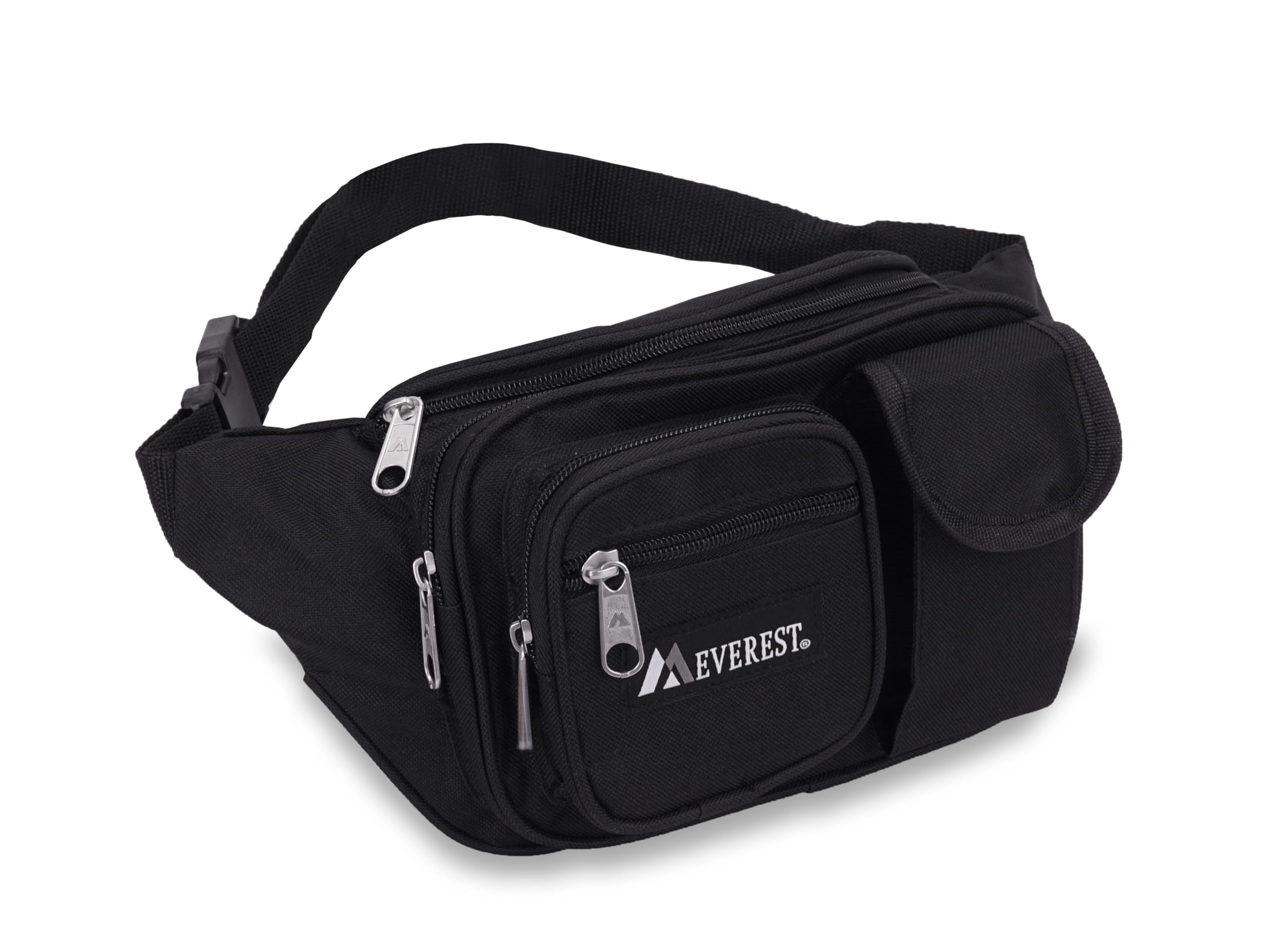 Multiple Pocket Waist Pack, Black, One Size,044MDH-BK