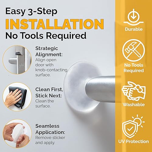 Miniatura 3 de Ducki Protector de pared para tope de puerta  Protectores de pared autoadhesivos para pomos de puerta  Topes de puerta de goma para daños en la