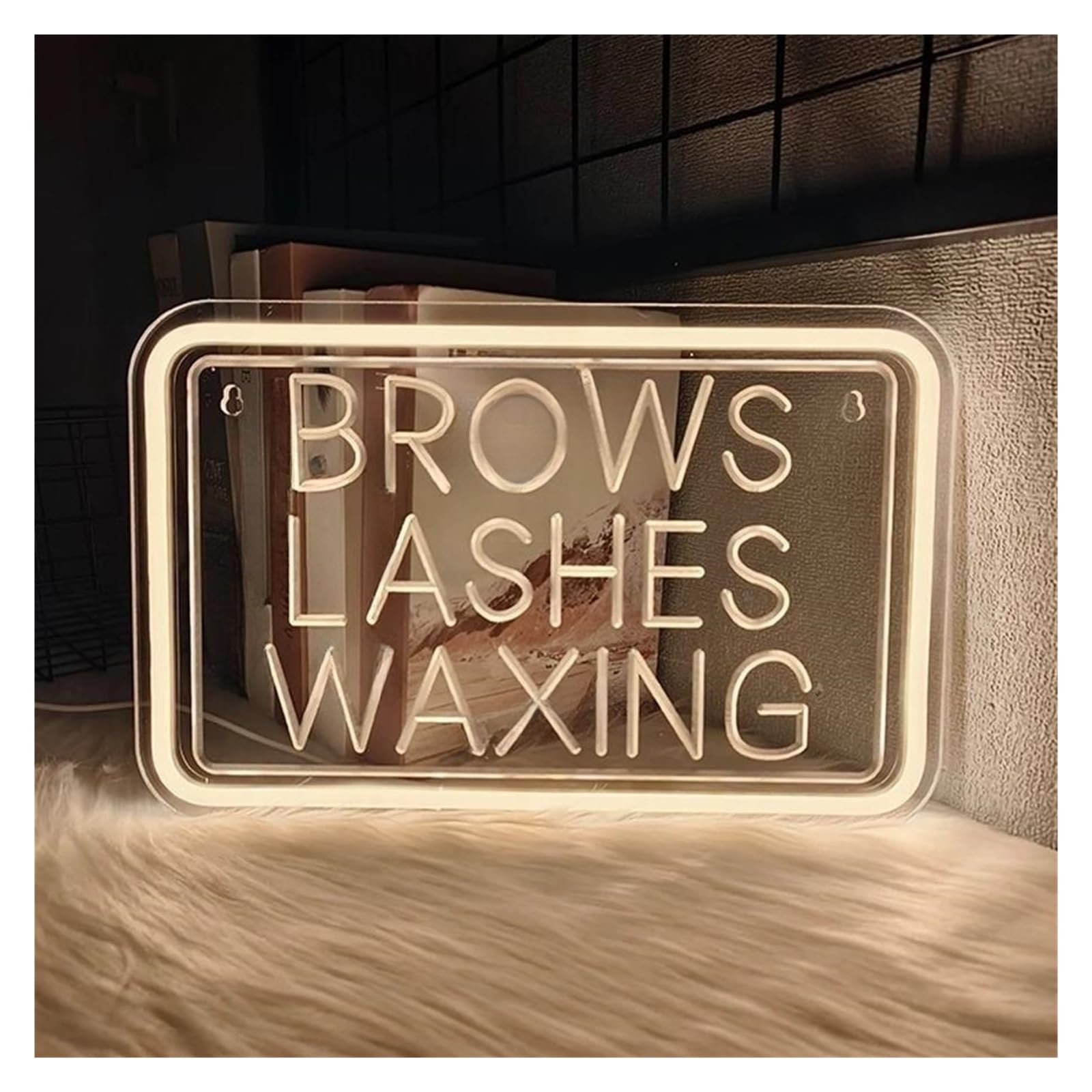 HUANTY Neon Sign Party Decoration BROWS LASHES WAXING Neon Sign Light For Beauty Salon Spa Business Lash Hair Shop Living Room Bedroom Wall Decor 33cmx21.5cm