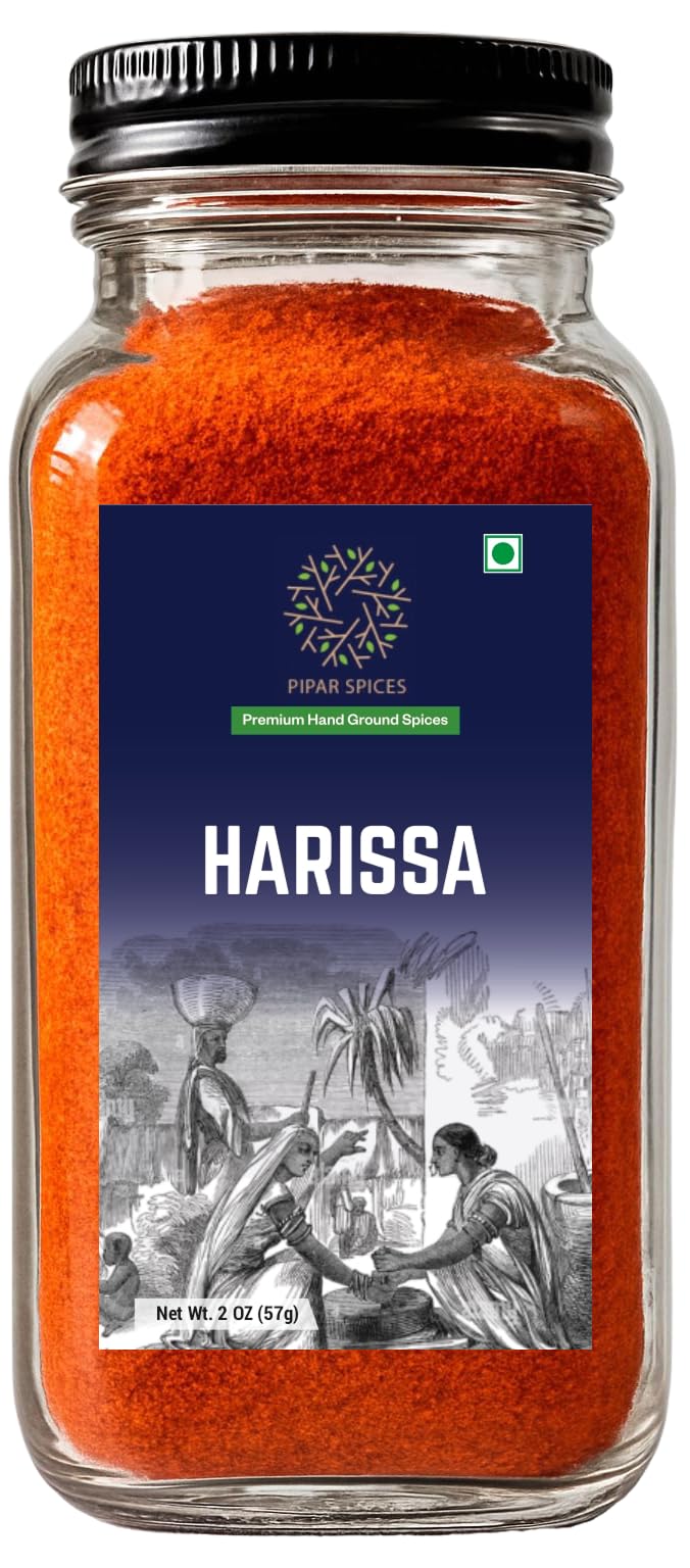 Pipar Spices Harissa Spice Blend, 2 oz (57g) Glass Bottle | Premium Hand-Stone grounded Spices