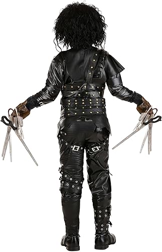 Miniatura 3 de Disfraz de Edward Scissorhands para niños Traje completo de Halloween de personaje de película para niños camisa, pantalones, guantes de tijera,