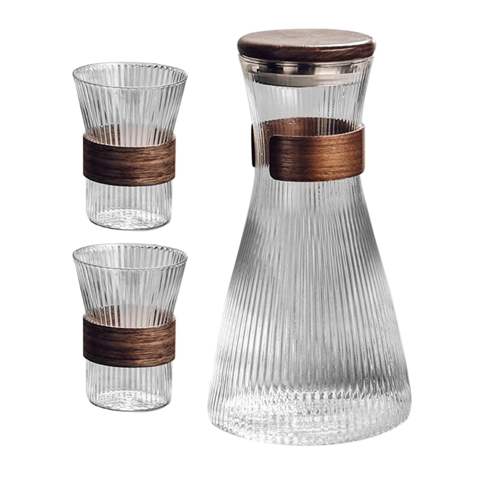 Krug für Heißes Und Kaltes Wasser, Teekrug, 1,5 L, mit Walnussdeckel, Krug für Kühles Abgekochtes Wasser, Wasserflasche für Früchtetee, Saft, Kühlschr