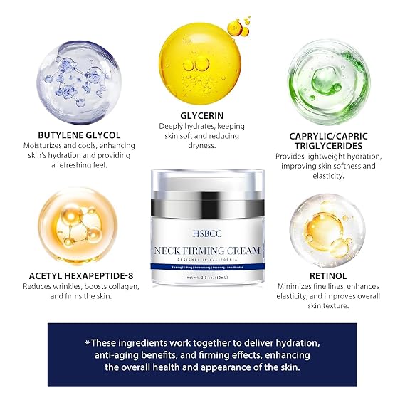 Neck Cream for Tightening and Firming 60 ml | Acetyl Hexapeptide-8 Retinol Shea Butter Niacinamide, Smoothes Wrinkles Skin Tighten and Lift Neck Cream