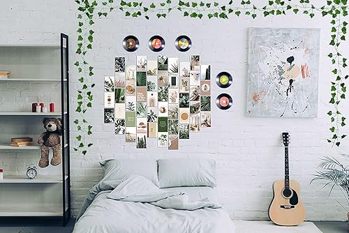 Miniatura 7 de 60 piezas de decoración estética de habitación con vides de hiedra, kit de collage de pared retro, registros estéticos retro, decoración de pared