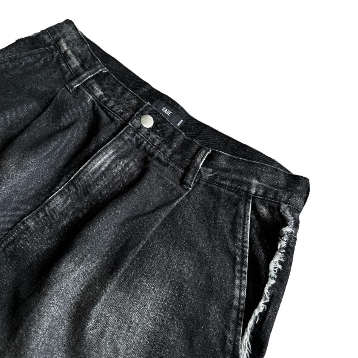 Amazon.co.jp: HARE コンバートフリンジデニムパンツ ブラック