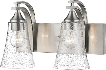 Millennium 1492-SN Transitional Two Light Vanity from Natalie Collection, Slvr.Finish, Pwt, Nckl, B/S, Slvr