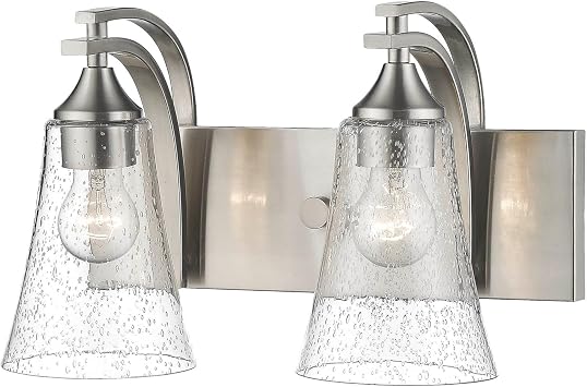 Millennium 1492-SN Transitional Two Light Vanity from Natalie Collection, Slvr.Finish, Pwt, Nckl, B/S, Slvr