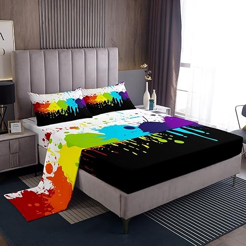 Vista 209 de Erosebridal Juego de sábanas de mariposa azul, tamaño matrimonial, sábanas de hongos y polilla de libélula, sábana encimera de fase lunar, sábana