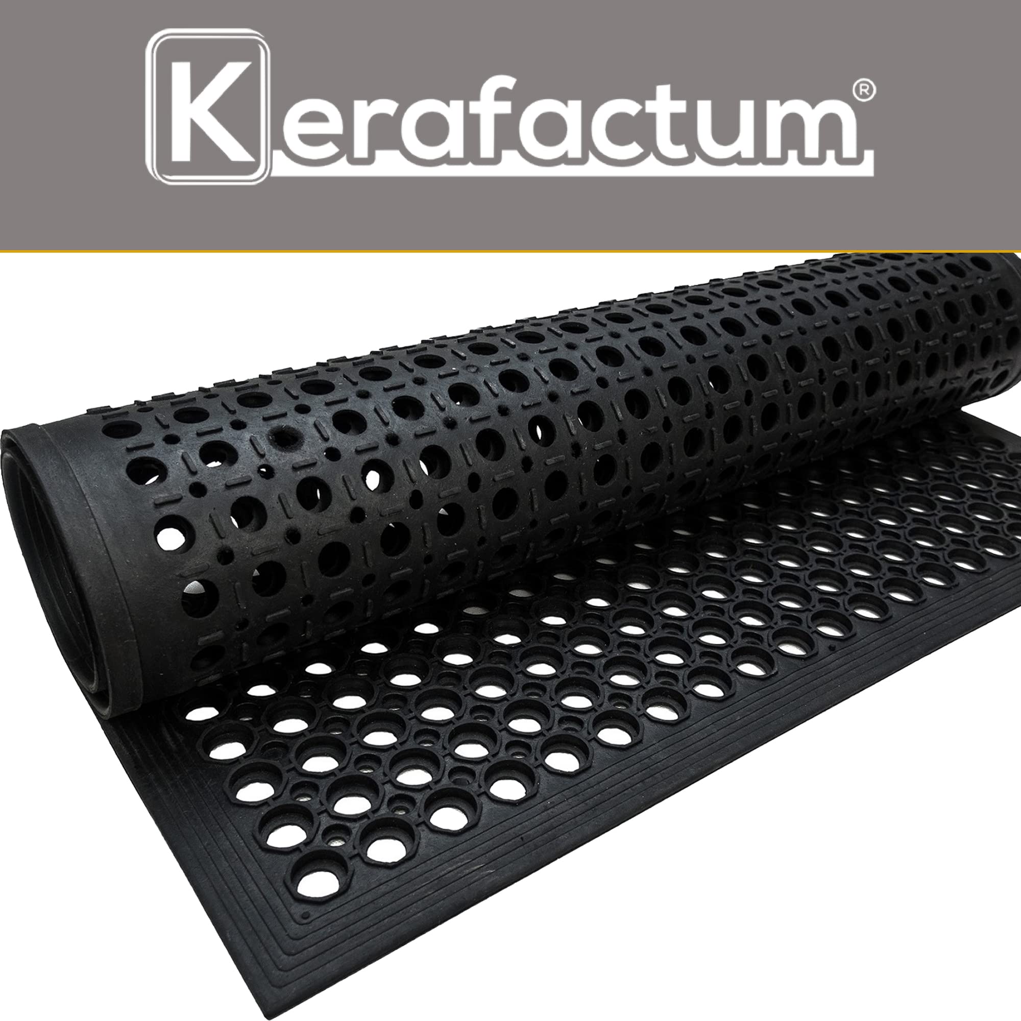 Kerafactum Fußmatte gelochte Fussmatte Fußabtreter Outdoor Teppich Antirutschmatte Schmutzfangmatte Schwarze Matte Gummimatte Gummi Schuhmatte gelocht Schuhabstreifer für Aussenbereich 120x80cm