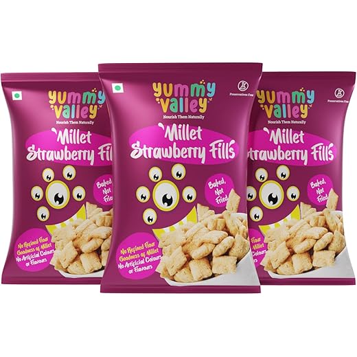 Yummy Valley Millet Strawberry Fills Pack of 3 Goodness of