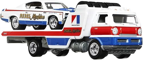Miniatura 8 de Hot Wheels Equipo de transporte abierto con la máquina Rebel AMC '70