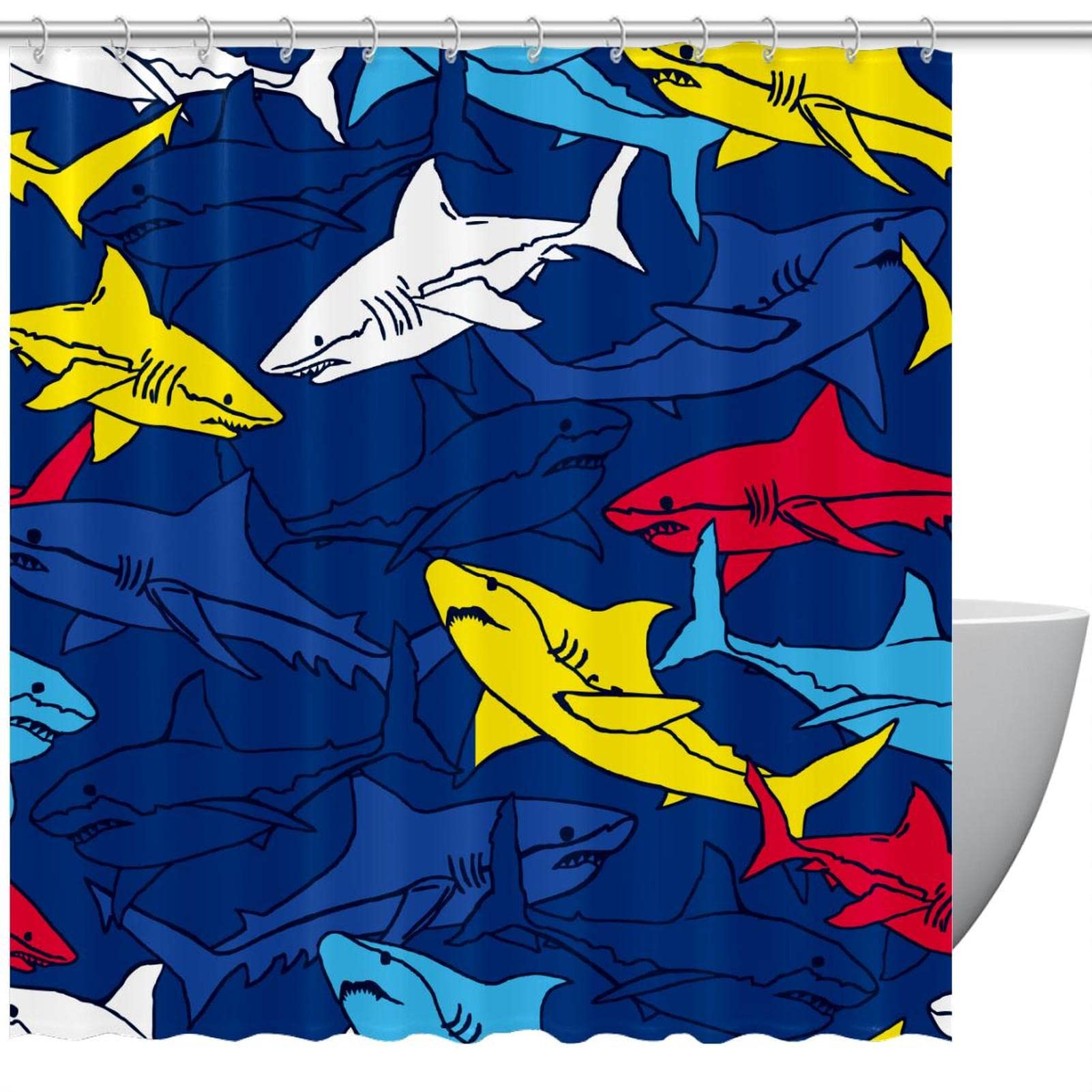 Rideau de douche anti éclaboussure motif requin pour sol toujours sec