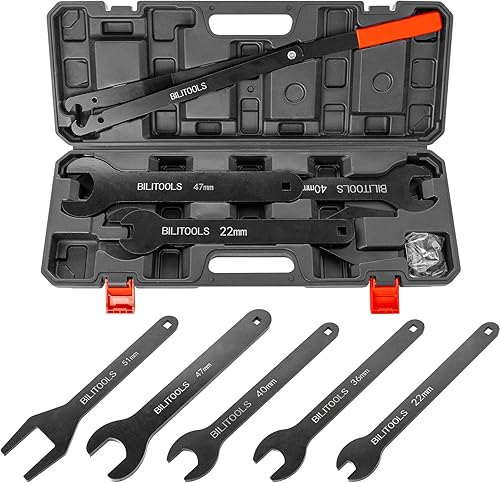 BILITOOLS Kit de herramientas de extracción de embrague de ventilador, juego de llaves de embrague de ventilador 22 36 40 47 2.008in con soporte de