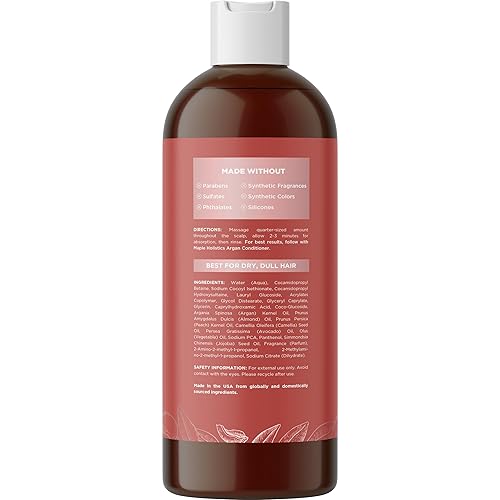 Miniatura 2 de Champú de aceite de argán para cabello seco, champú sin sulfatos para cabello dañado y encrespamiento con aceite de argán para el cabello, champú