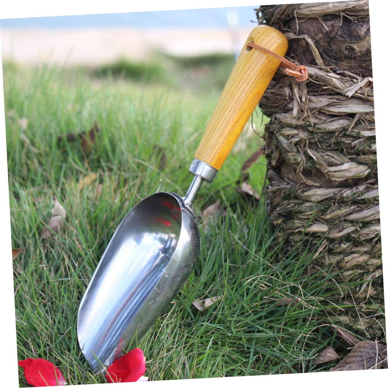 Kisangel 2 Gartenschaufel mit Holzgriff Robuste Dicke Gartenschaufel zum Graben Umpflanzen und Lockern von Erde Multifunktionales Gartengerät für Gartenarbeit und Aussaat Leicht und