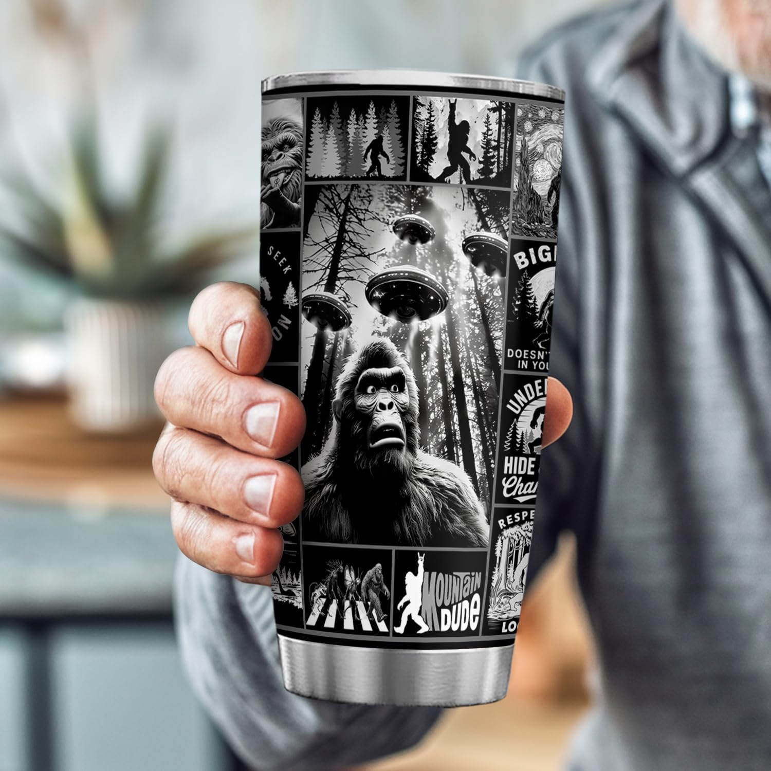 20 Oz Big foot Tumbler – Sasquatch Travel Cup for Men & Women, Funny Cryptid Coffee Mug, Big Foot Lover Gift, Keeps Drinks Hot & Cold - Image 3
