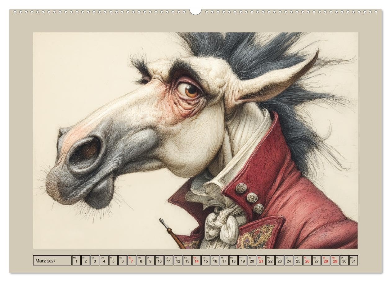 Wundersame Pferde. Karikaturen zwischen Humor, Melancholie und Fantasie (hochwertiger Wandkalender 2027 DIN A2 quer), Kunstdruck in Hochglanz: ... Humor und Tiefe verzaubern (CALVENDO Tiere)
