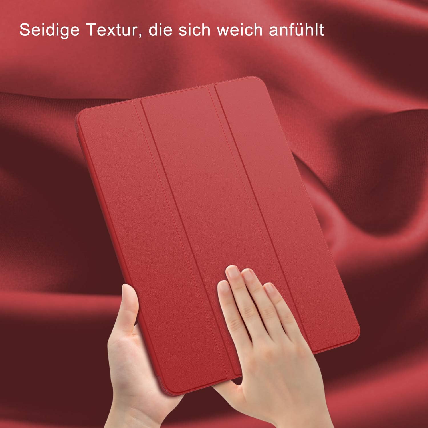Soke iPad 7th/8th/9th Generation Case,Compatible iPad 10.2 inch (2019/2020/2021 Releases),iPad Case 10.2 Case with Pencil Holder, Lightweight Smart Cover with Soft TPU Back,Auto Sleep/Wake(Red)