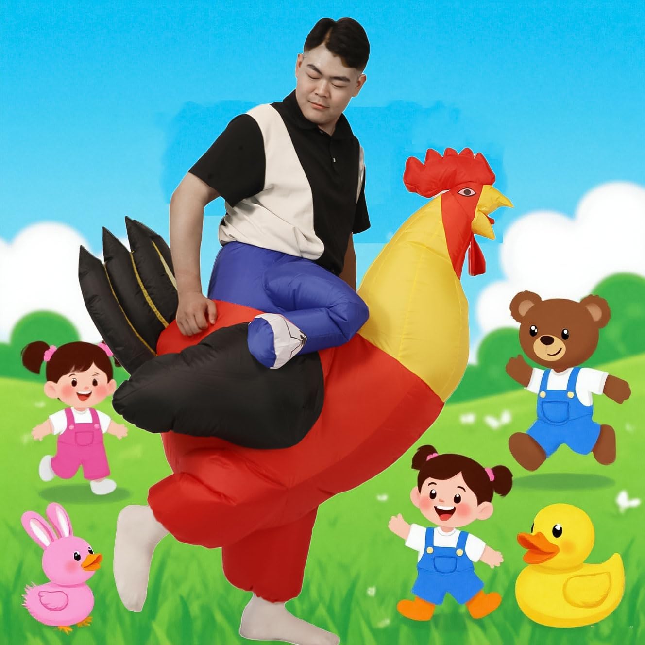 Inflatable Chicken Costume Inflatable Costumes Women Men Funny Ride On Rooster Costume Blow up Costumes Cosplay - Image 2