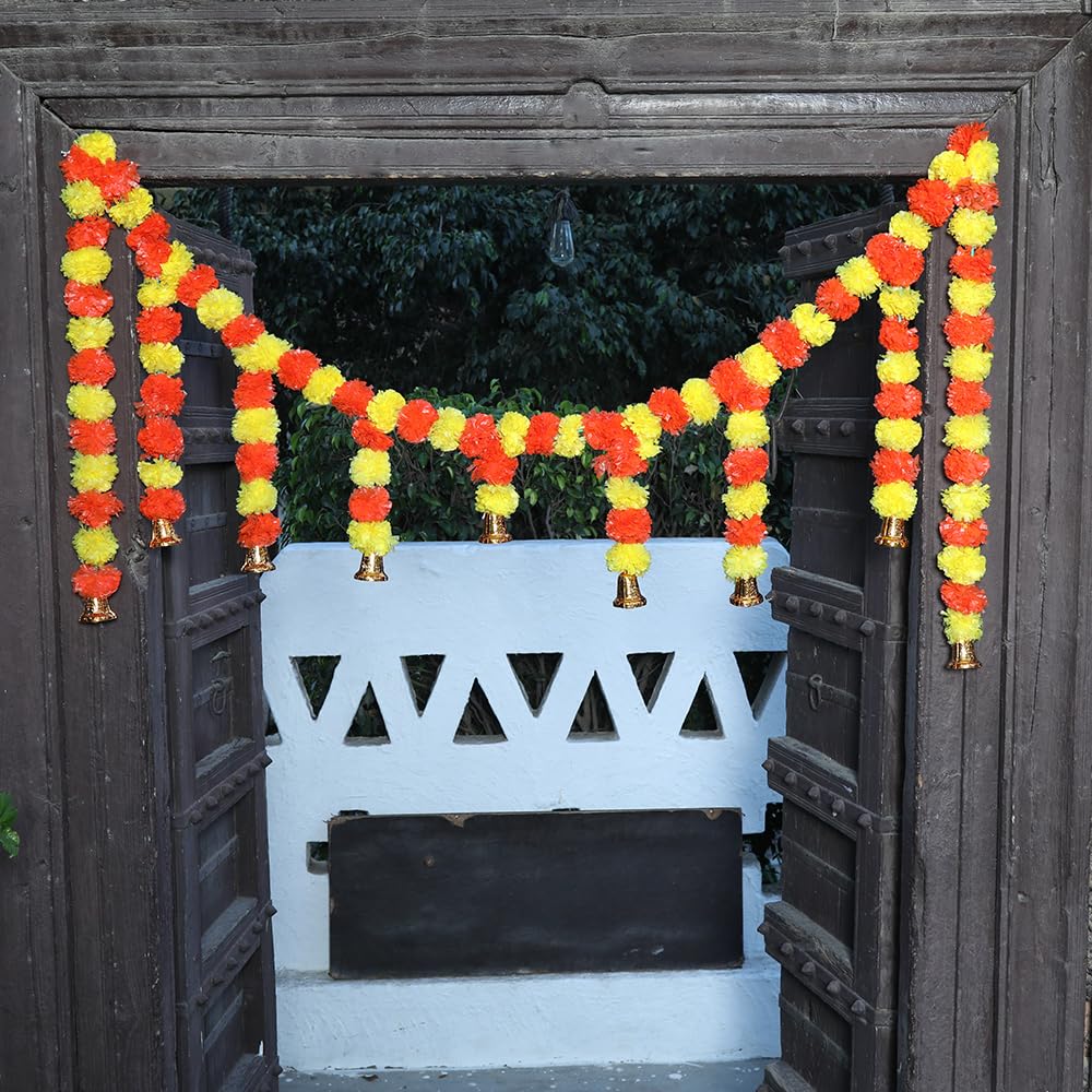 Kaameri Bazaar Traditional Handmade Toran Set of 1 with Marigold and Bell - Traditional Door Hanging/Bandarwal/Toran for Door, Bandarwal, Torans for Entrance Door (B0CJVF2R3K) Amazon Price History, Amazon Price Tracker