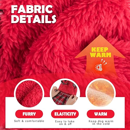 Miniatura 4 de Vestidos cálidos de invierno para perros pequeños, vestido de vellón suave y elástico para mascotas, ropa para cachorros, ropa de gato para clima