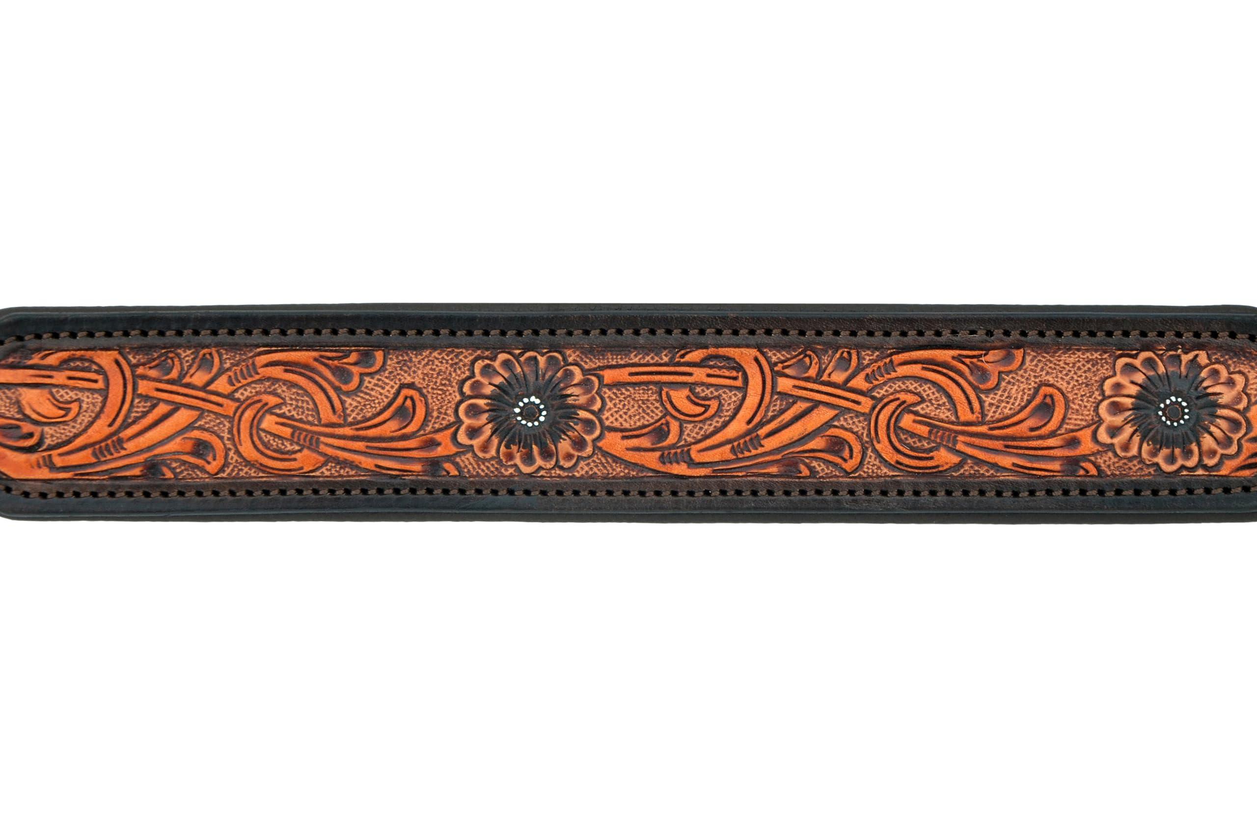 10AB143-M Hundehalsband, Leder, mittelgroß, Western-Stil, strapazierfähig, handgedreht, verstellbar, gepolstert, weich für kleine Welpen und große Hunde