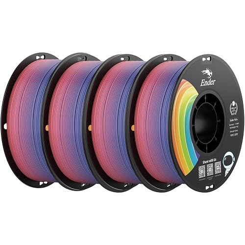 Creality 3D Printer Filament 4KG, Rainbow PLA+ Filament 1.75mm, Multicolor PLA Plus Strong Toughness Dimensional Accuracy +/- 0.03mm, PLA Pro for Most 3D Printer, 1KG Spool(2.2lbs)