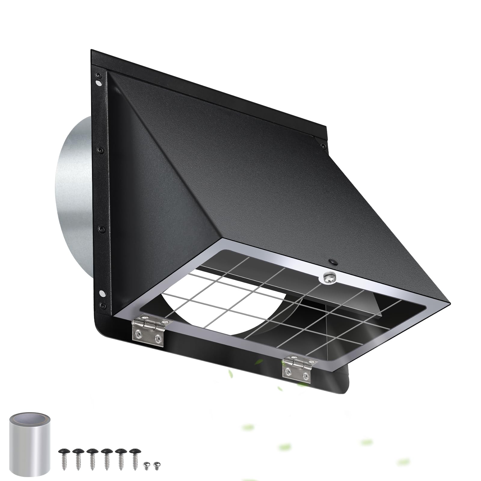 Photo 1 of 3 Inch Dryer Vent Cover Outside with Mesh & Cushioned Flap,Metal Wall Vent Exhaust Vent Cover,Exterior Dryer Vent Hood Wall Mount Extractor Vent,Outdoor Dryer Vent Cover for Laundry AC Air Vents-Black