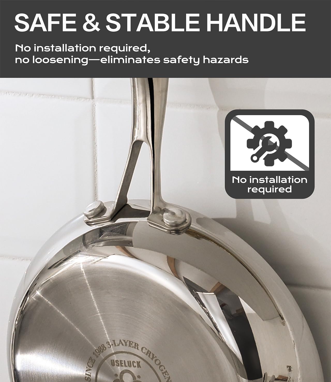 Stainless Steel 8 Inch Frying Pan, Tri-ply Clad Base Non-toxic Skillets with Stainless Steel Lid, Fast and Even Heating Stay Cool Handles Induction Dishwasher & Oven Safe PFOA Free Cookware - Image 3