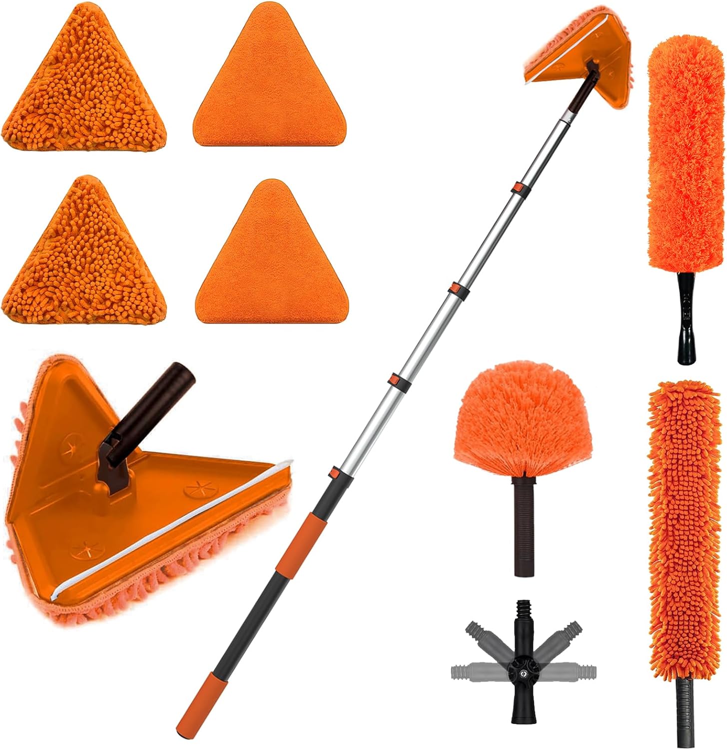 26FT Reach Dusters for Cleaning, Ceiling Fan Cleaner Duster with Extension Pole, Wall and Baseboard Cleaner Mop with Handle for Window Cobweb Fan Blade and High Ceiling