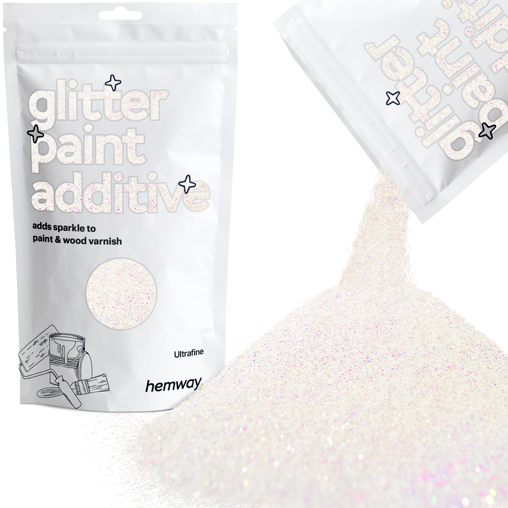 Glitter Paint for Walls Mother of Pearl Iridescent Additive Emulsion Latex Acrylic Sparkles Interior Painting 100g / 3.5oz