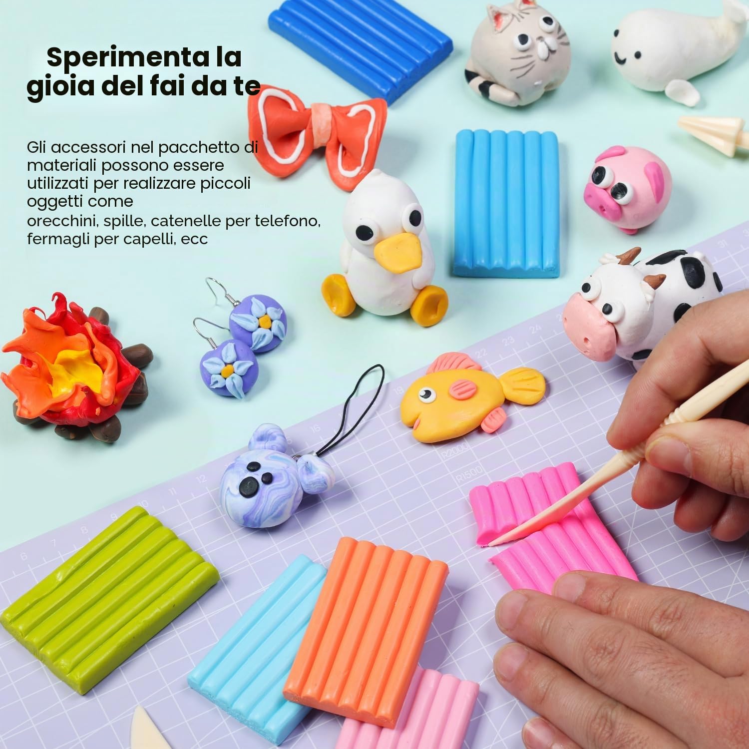 ARTFLY Argilla Polimerica, 50 Colori Kit Argilla, Argilla da Modellare al Forno, Kit Argilla Polimerica Creativa con Strumenti di Scultura e Accessori per Gioielli, Non Tossico