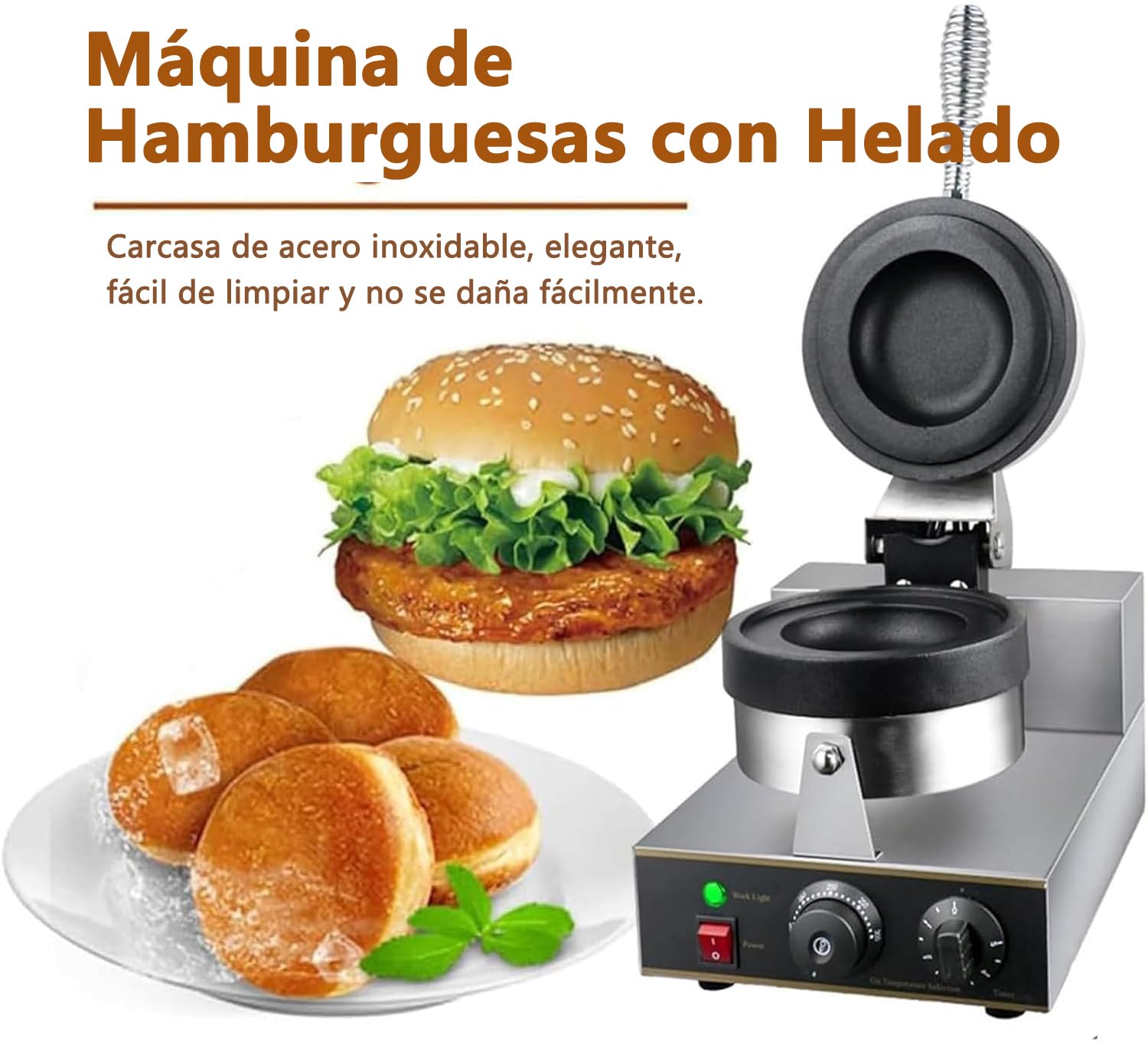 Panini Press Brioche Burger Scaldabagno Commerciale, Gelato Panini Ciambella Ciambella Macchina per Pan, Scaldabagno Elettrico Gelato Brioche Burger Maker