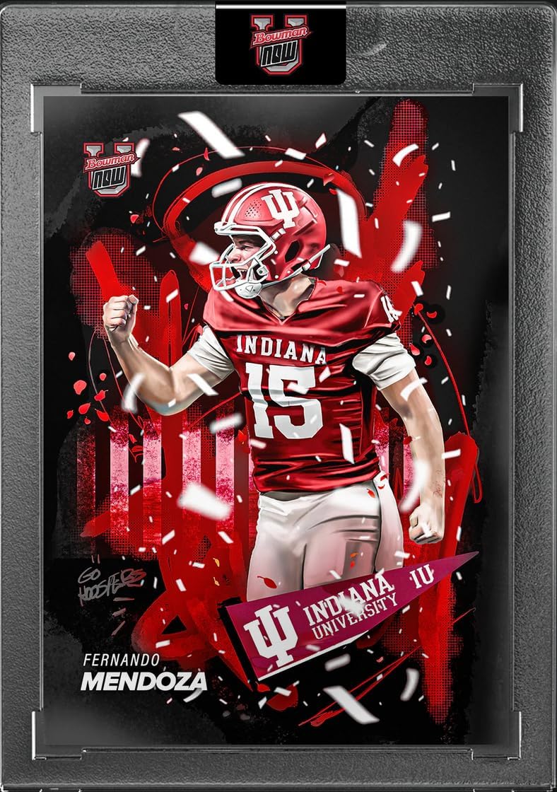 2025 Topps Bowman U Now Fernando Mendoza #FM Championship Game Card Art Indiana Hoosiers Rookie RC Football Card