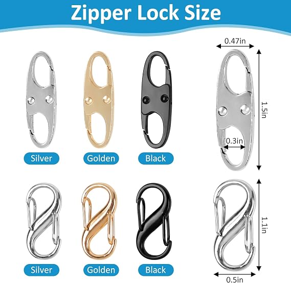 Phinus Lock Combo, Total 21PCS Clips Anti-Theft, Locks Anti-Theft for Luggage, Clothing, Backpacks, Boots, Purses, Travel Outdoor Sports(Black, Silver, Gold)