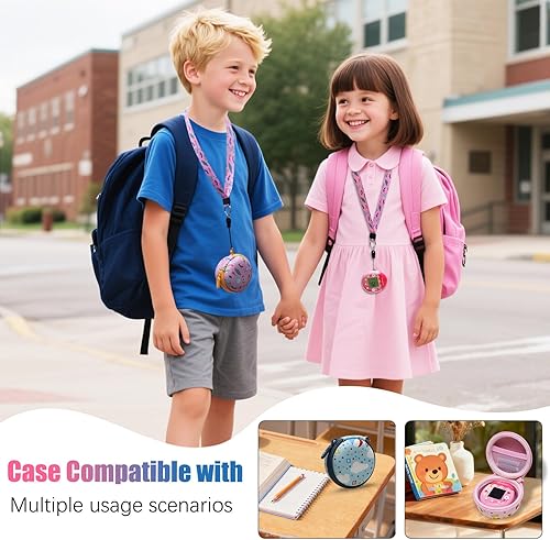 Miniatura 6 de Funda LTGEM Compatible con Tamagotchi PixTamagotchi Original, Funda Protectora de Transporte con Cordón para el Cuello (Naranja)