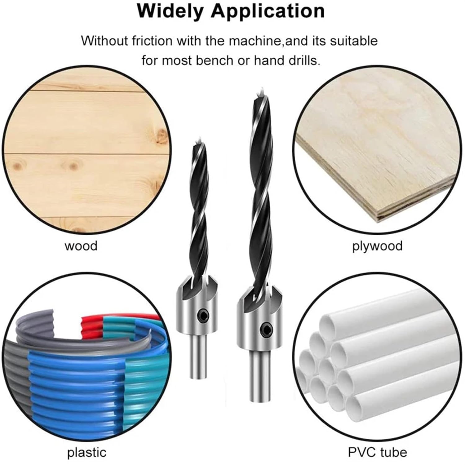 7Pcs Countersink Drill Bit Set Screw Woodworking Drill Press Set Reamer Screw Tool with 1 Hex Key Wrench DIOBFZFY