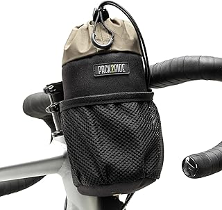 PACK2RIDE Bongo Bike Handlebar Bag, Stem Bag Fits Large 32oz Bottle | Water Resistant, Durable Cordura Fabric, Colour - Black