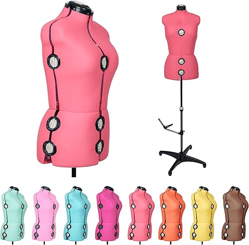 Miniatura 8 de BHD BEAUTY Maniquí de Costura Ajustable de Tela Femenino Rosa con 13 Diales, Torso Corporal de Maniquí con Soporte de Trípode, Hasta 70" de Altura