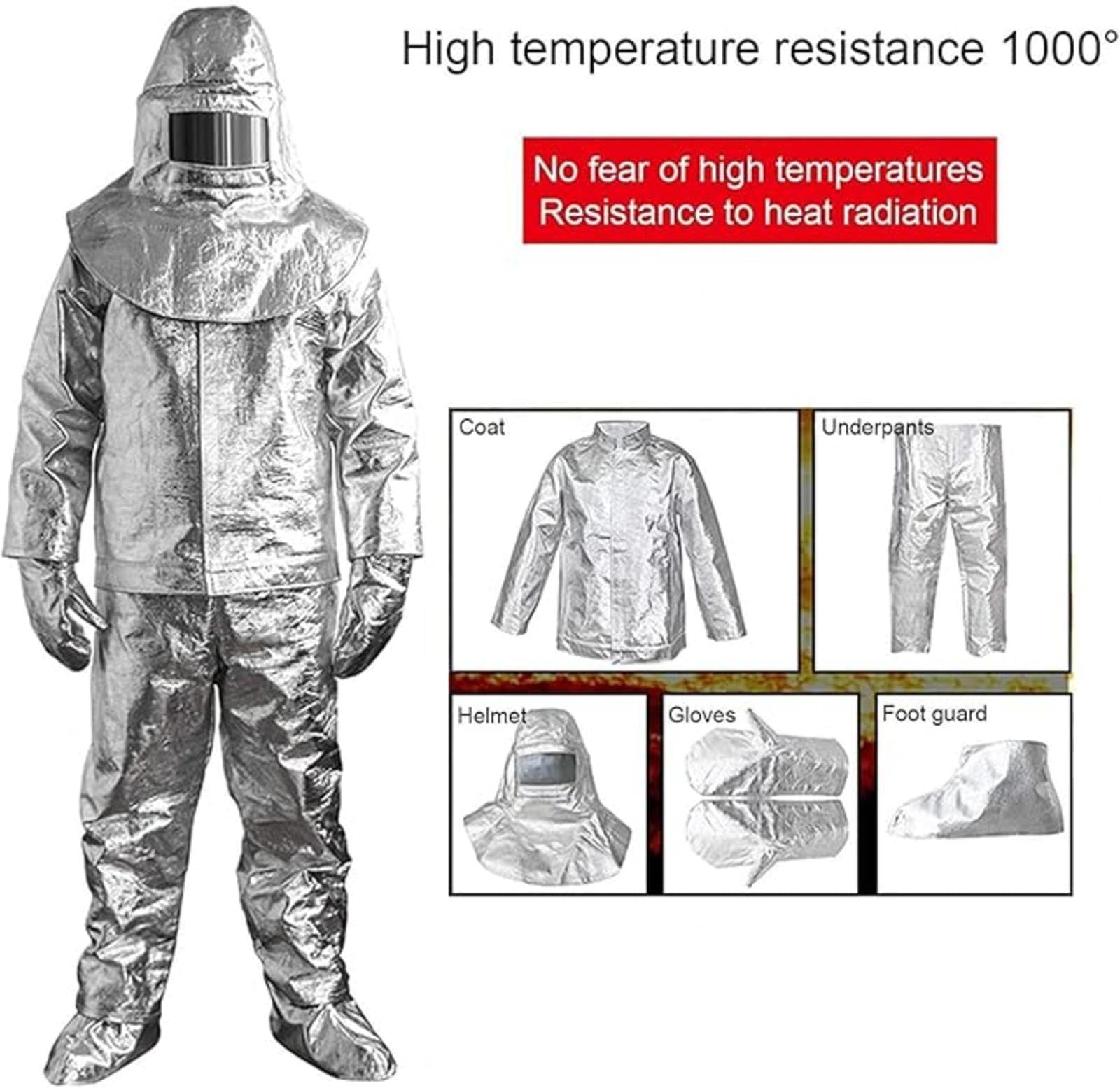 Ropa Trabajo Ignífuga, Ropa Aislamiento Alta Temperatura Material Ligero Seguridad Ignífugo para Plantas Químicas Y contra Incendios