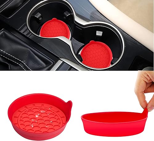 Toiyason Posavasos universal para automóvil, soporte antideslizante para interiores de automóviles, engranaje rojo puro, paquete de 2