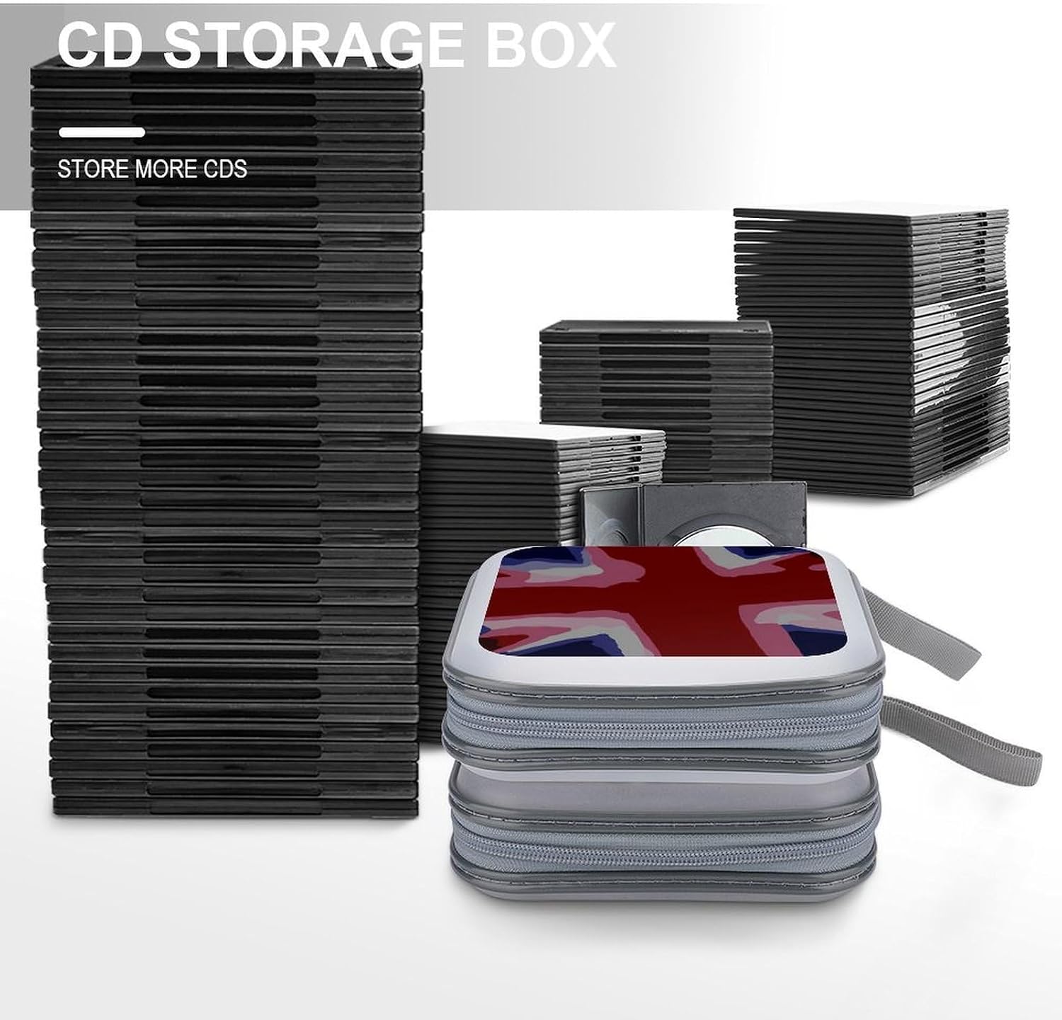 Watercolor British Britain Flag CD Case DVD Storage Holder Binder 40 Capacity
