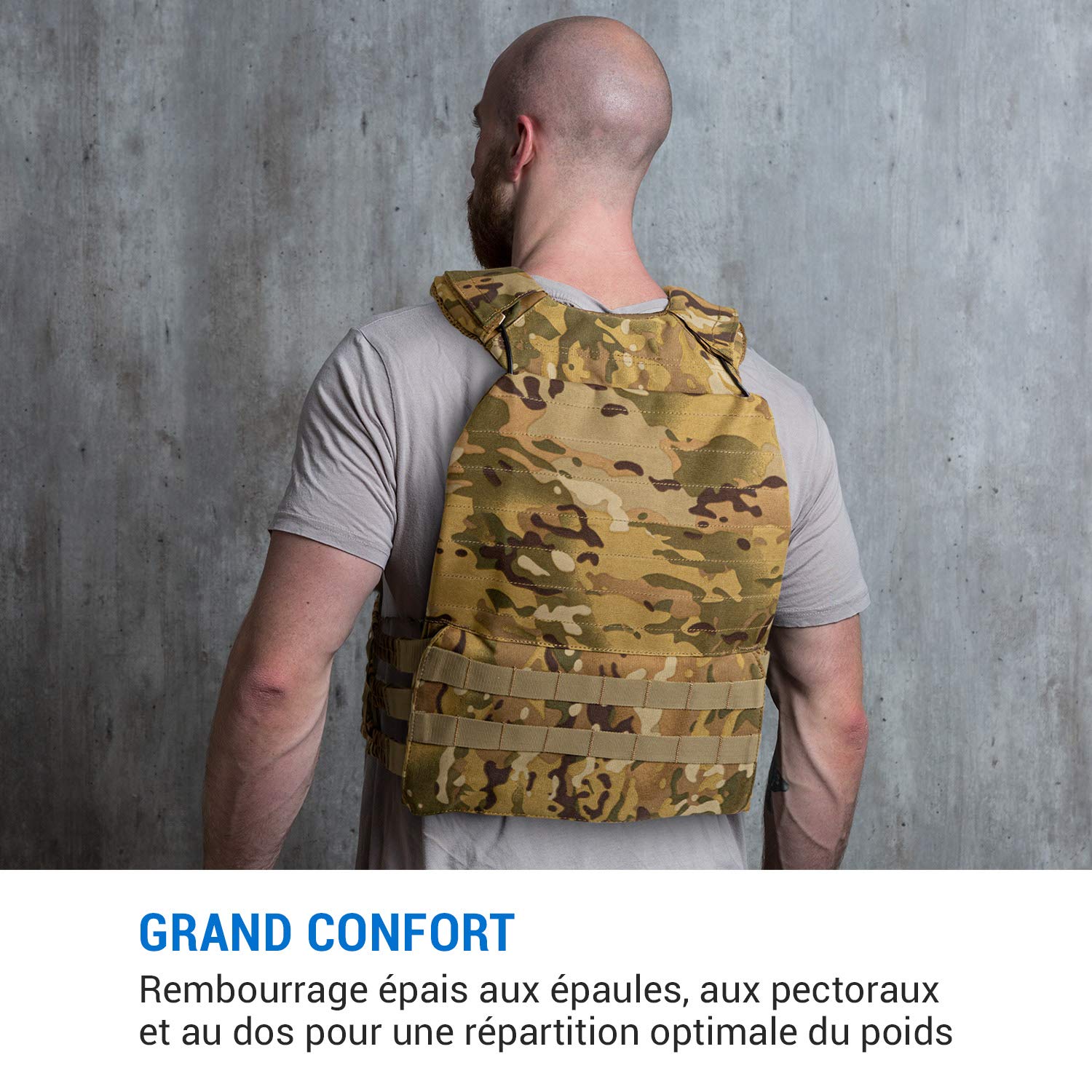 CAPITAL SPORTS Battlevest 2.0 - Veste lestée, 2 Paires de plaques de Poids incluses, Confort élevé et répartition optimale du Poids grâce au Rembourrage épais