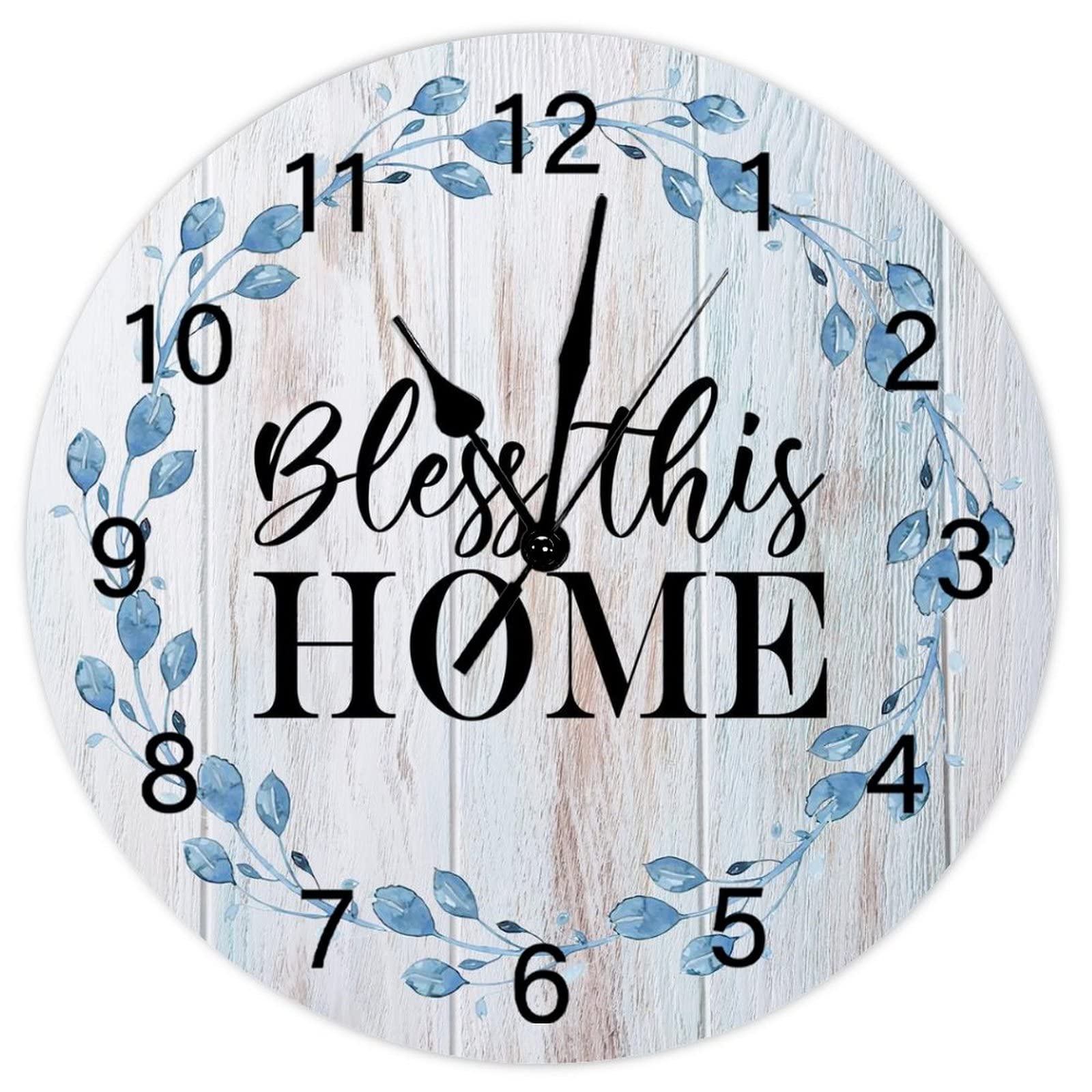 Horloge murale silencieuse style rustique fleur 38cm grand format