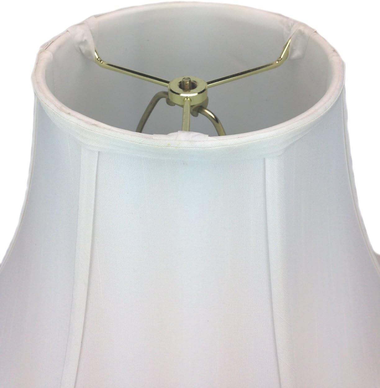 7x17x12 White Shantung Bell Shade with Brass Spider fitter - Perfect for table lamps and some desk lamps -Medium, White