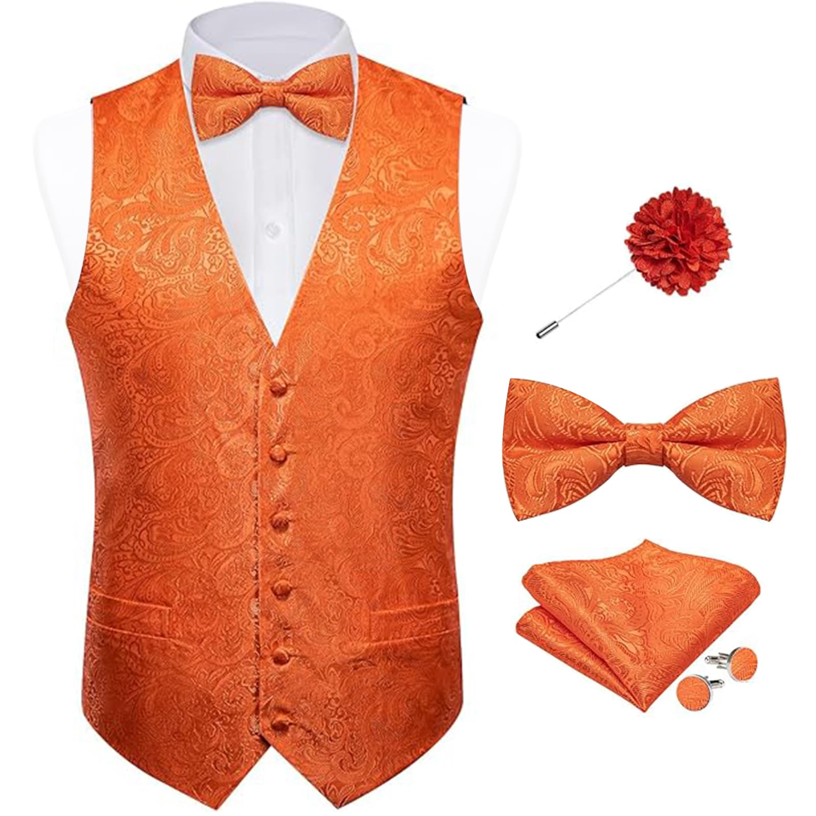 DiBanGu Mens Paisley Suit Vest Bowtie Formal/Casual Dress Waistcoat