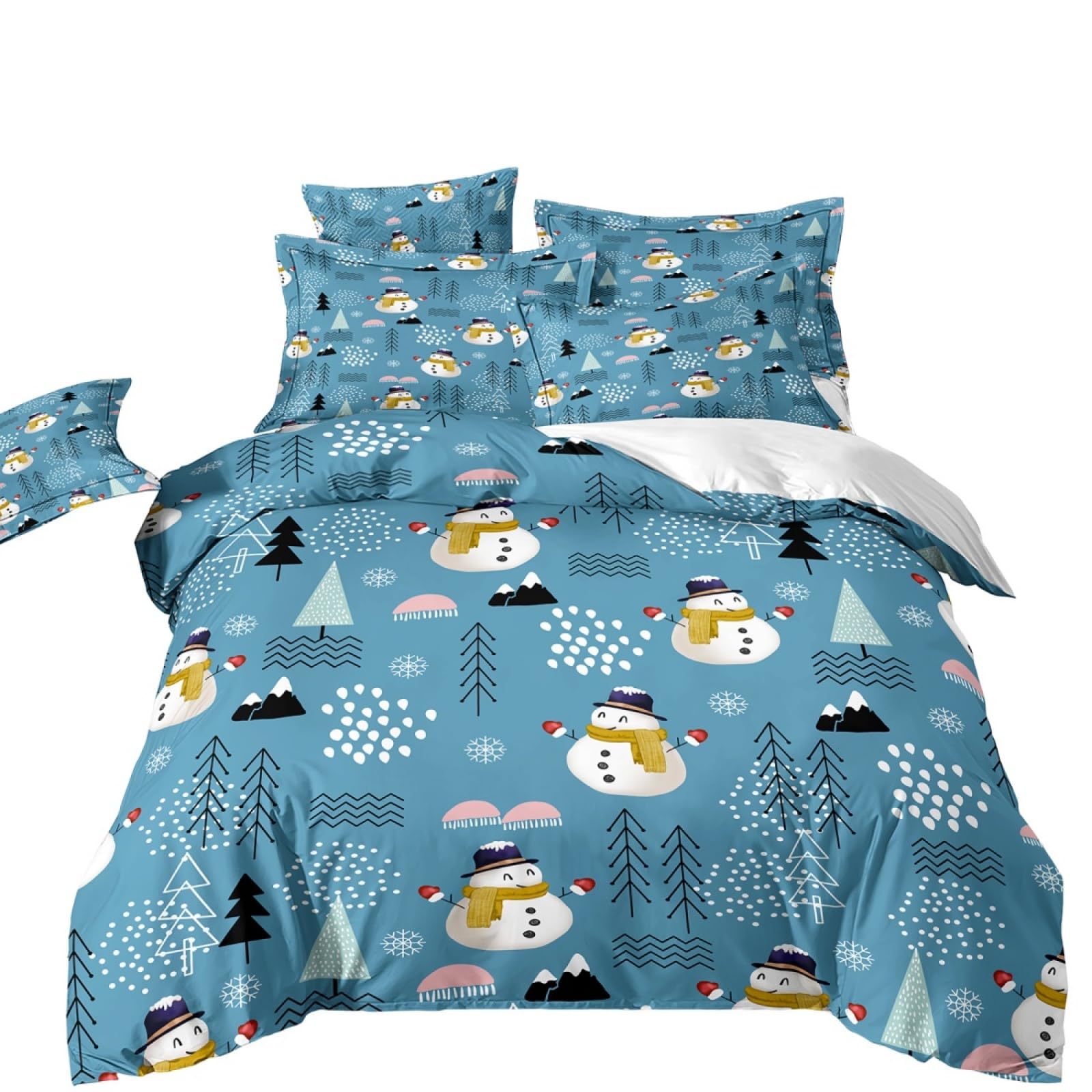 Double Duvet Set Blue Snowman Bedding Double Bed Set