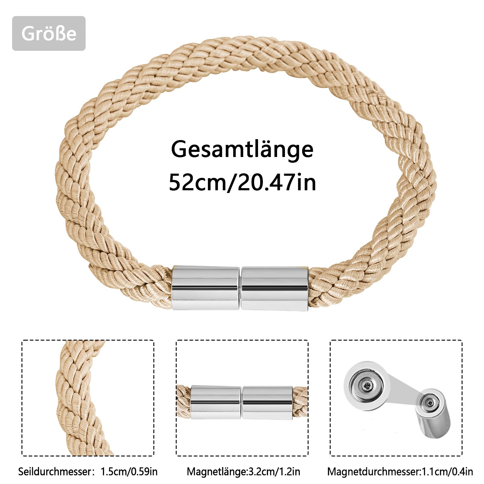 TopHomer Magnetische gordijnhouder voor gordijnen met magneet, gordijnclips, gordijngesp, gordijnhouder voor huis en kantoor, 2 stuks, lichtbruin