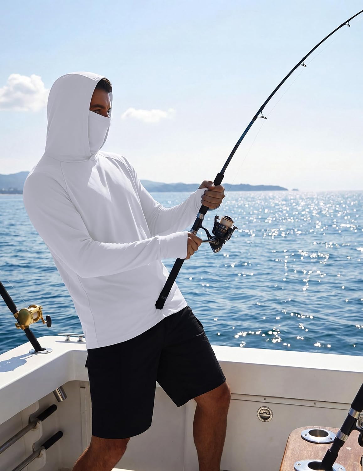 COOFANDY Mens UPF 50+ Sun Protection Hoodie with Mask Lightweight Long Sleeve SPF Fishing Shirts UV Hiking Running Rash Guard - Image 2