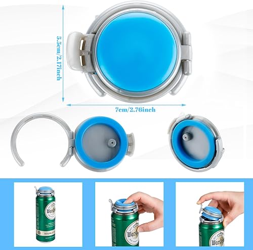 Miniatura 3 de Jingmore 2 tapas de silicona para latas de soda, haz clic en la bomba y vierte para latas de tamaño estándar de 12 onzas de bebidas carbonatadas,